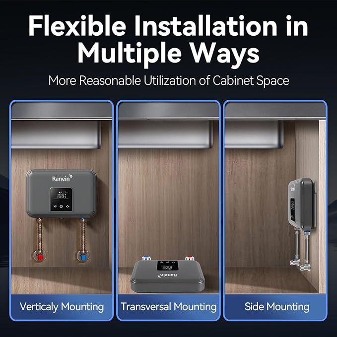 Gen II Ranein Electric Tankless Water Heater Ultra Edition, 4.5 kW, 110v, On Demand Instant Endless Water Heater with LED Display, Point of Use, Compact Under-sink Design for Bathroom and Kithcen