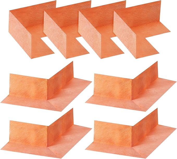 uxcell 8pcs Inside Waterproofing Corner Shower Seamless Corner Cover, Outside Polyethylene Seamless Corner for Bathtub and Steam Room, Orange (Inside+Outside)