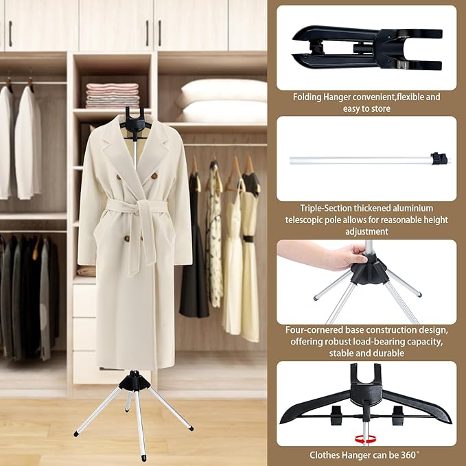 Garment Steamer Stand for Clothes, 32-63 Inch Portable Clothes Stand for Clothing Graduation Gowns, Coats and Shirt Display, Steam Iron Stand, Including Ironing Gloves, Clothes Rac, Hair Remover ﻿