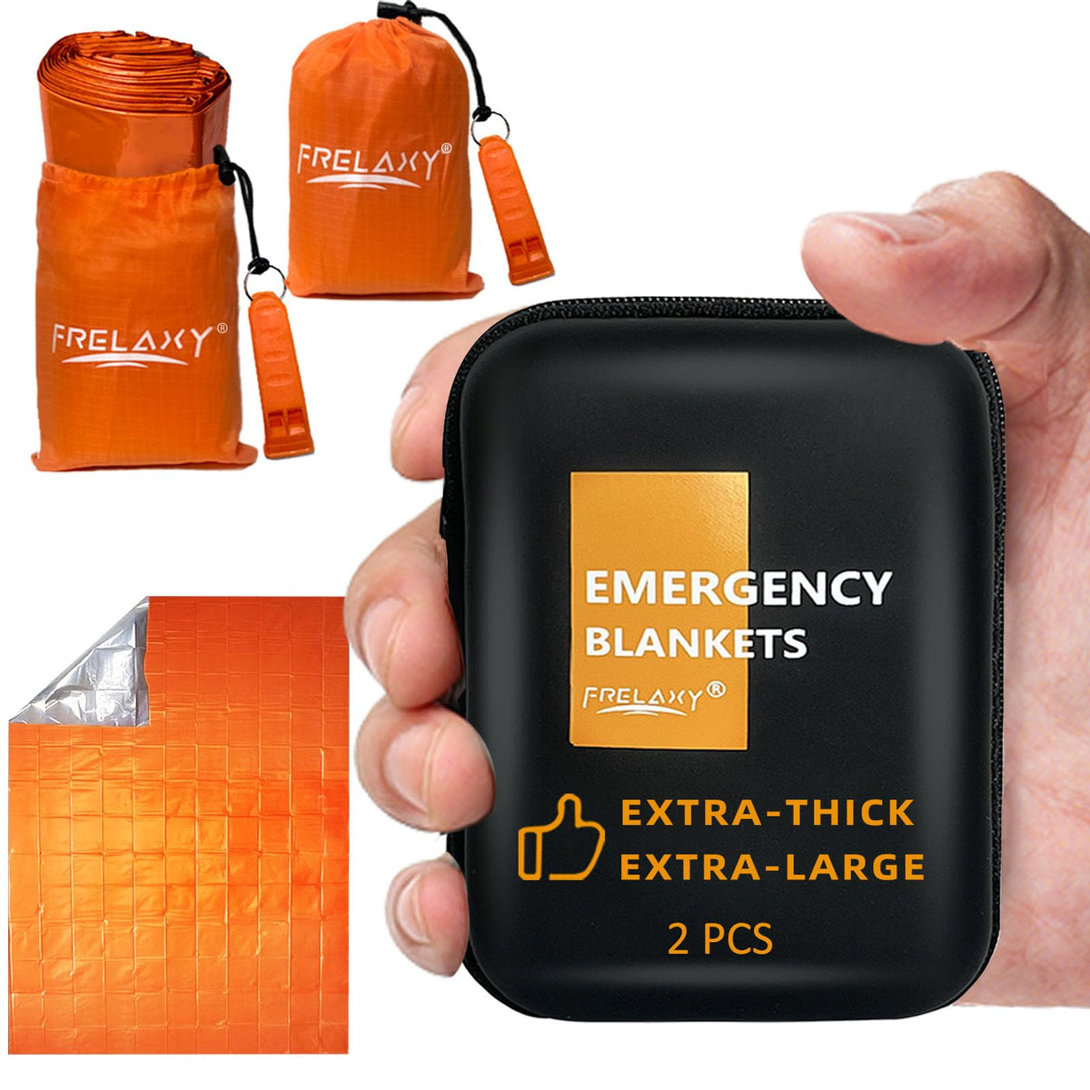 Frelaxy Emergency Blanket 2 Pack, Extra Thick Large Space - Image 1