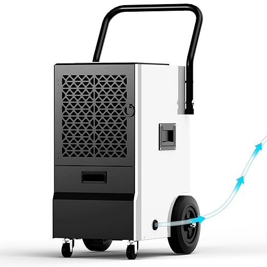 EUHOMY 160 Pints Commercial Dehumidifier with Pump,Large Dehumidifier for Basement With Drain Hose,Timer and 4 Wheels,Industrial Dehumidifiers for Flood Repair,Drying Basement,Warehouse and Factory