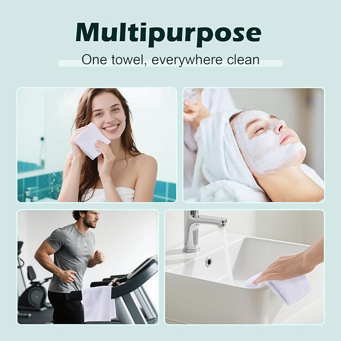 White Washcloths 15 Pack, Highly Absorbent & Quick Drying Face Towels, Premium Quality Soft Bath Towels, Multipurpose Microfiber Wash Cloths, 12x12 inches