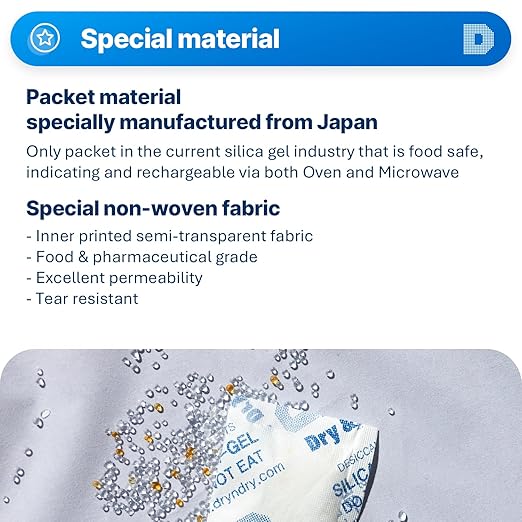 Dry & Dry 20 Gram [200 Packets] Orange Indicating Silica Gel Packets Desiccants - Food Safe Silica Packs, Silica Gel, Silica Packets, Desiccant Packs for Food Storage