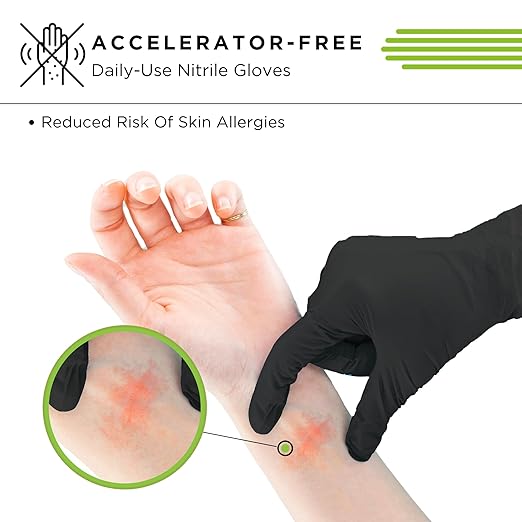SHOWA 7700PFT Sustainable EBT Latex-Free, Powder-Free, Accelerator-Free, Nitrile Disposable Single Use Safety Gloves, 4 Mil, 9.5" Length, Small (1 Box/50 Gloves)