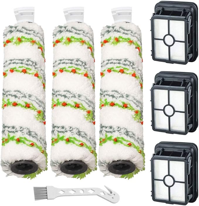 Lemige 3 Pack Multi-Surface Pet Brush Rolls 2788 and 3 Pack Vacuum Filters 1866 for Bissell CrossWave Max 2554 2590 2593 2596 for HydroSteam 35151 3515 35152 3513 3518 Vacuums, Part 1618641 & 1608684
