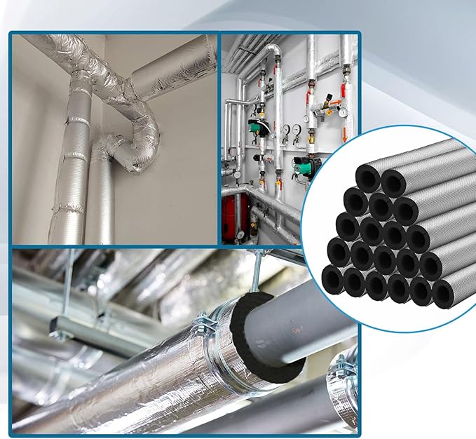 20 Pack 1 Inch Pipe Insulation Foam Tube Self Adhesive Foam Pipe Covers Insulation Wrap for Spigot Winter Outside Pipes Sprinkler Water Heater Pipes Freeze Protection
