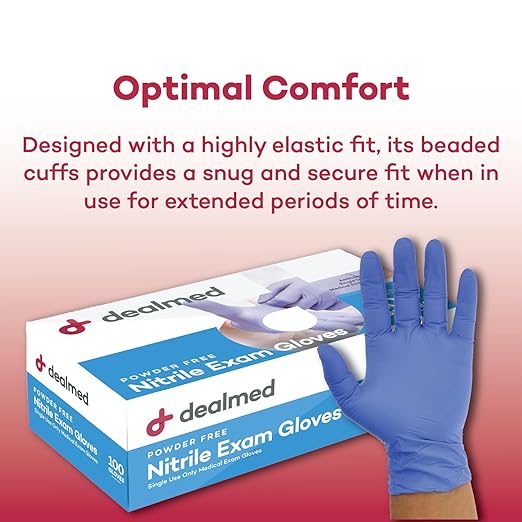 Dealmed Nitrile Exam Gloves – 100 Count Small (Pack of 4) Disposable, Non-Irritating, Latex Free, Multi-Purpose for First Aid Kit, Medical Facilities & More