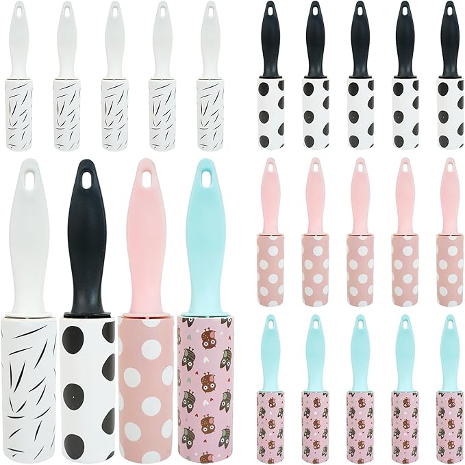 20Pcs Mini Lint Roller Travel Size, Mini Lint Roller for Purse, Portable Lint Rollers for Pet Clothes Travel Lint Bursh Rollers, Cat Hair Extra Sticky Clothes Removal Tool for Bags Furniture 5.9×1.1In