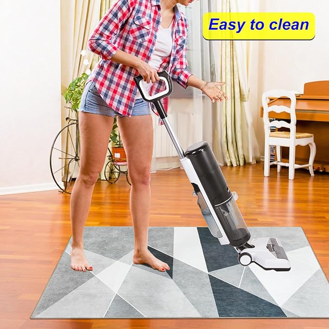 Office Chair Mat for Hardwood Floor,55"*35" Under Desk Mat, Computer Chair Rug,Anti-Slip Floor Protector for Low-Pile Carpet Home Office Black White
