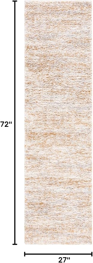 SAFAVIEH Berber Shag Collection Runner Rug - 2'3" x 6', Ivory & Light Gold, Non-Shedding & Easy to Clean, Plush Thick Pile, Ideal for Bedroom, Hallway, Foyer, Entryway (BER563D)