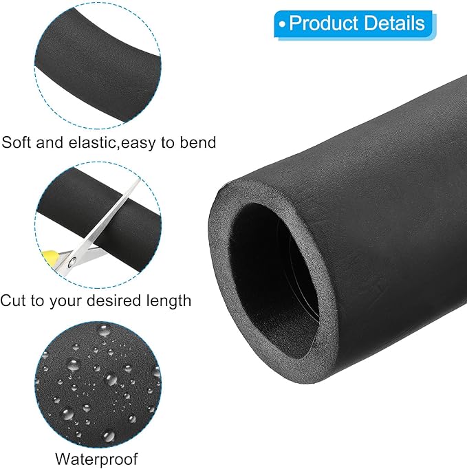 PATIKIL 70.9" L x 3/4" ID x 0.6" T Pipe Insulation Foam Tube, Water Pipe Insulation Tubing Heat Preservation for Plumbing Water AC Pipe Sprinkler Spigot, Black