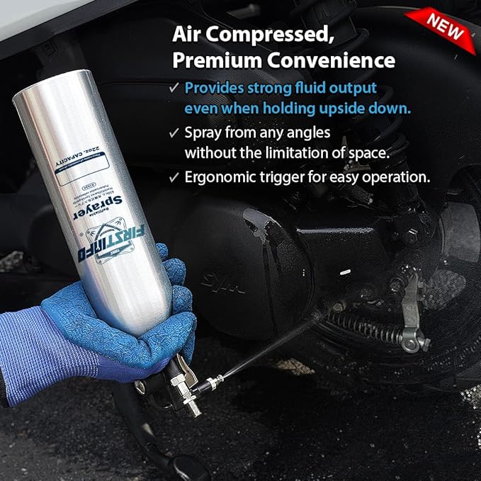 FIRSTINFO A1634 Patented Max. Pressure 110 psi 650ml Aluminum Canister Aerosol Refillable Fluid Storage Spray Can/Pneumatic Compressed Air Sprayer