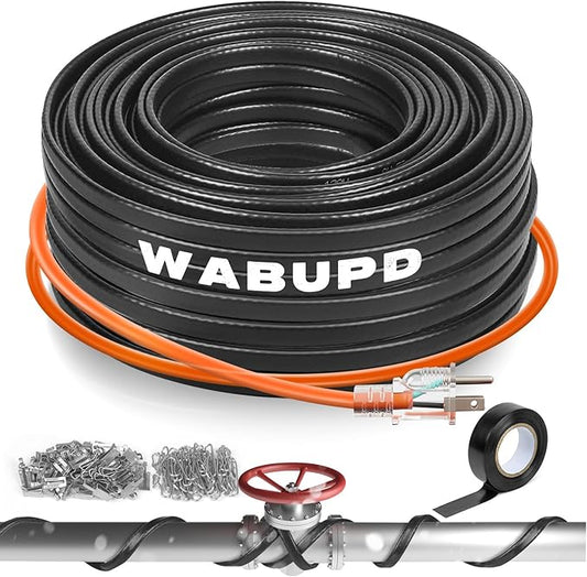 3FT-200FT Heat Tape for Water Pipes, -40°F Deicing Pipe Heat Cable,Electric Heating Cable Pipe,Frezze Protection for Heat Trace Cable for Metal, Plastic Home Pipes,Gutter,120V 5W/ft（80FT）