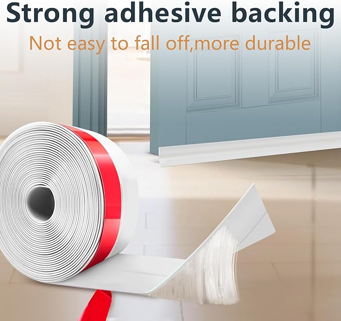 【2026 New Upgrade】 Wide Silicone Weather Stripping Door Seal with Strong Adhesive 2" x 20 ft, Draft Stopper for Garage, Shower & Sliding Doors - Gap & Under Door Protection, Black