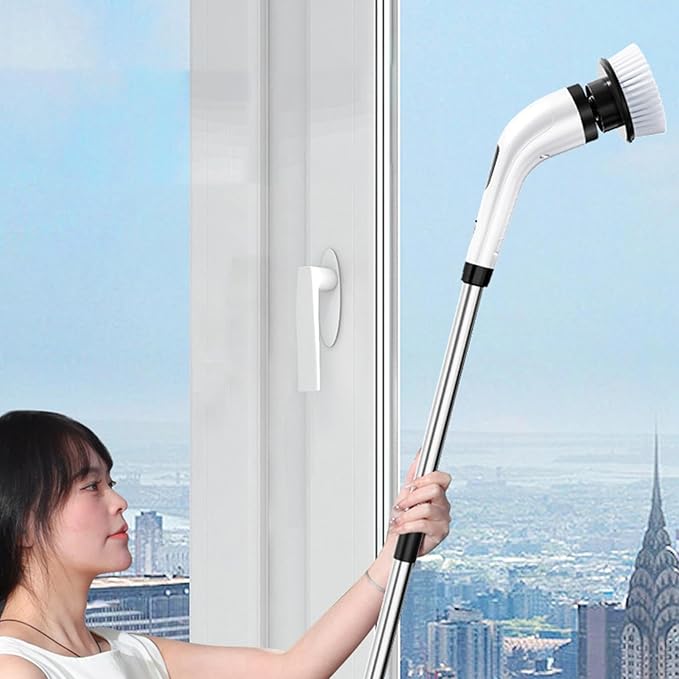 Electric Spin Scrubber, Cordless Bathroom Scrubber, Electric Brush Cleaner, 370 RPM USB Rechargeable Scrubber with 3 Replaceable Brush Heads, 2 Adjustable Speeds Bathroom