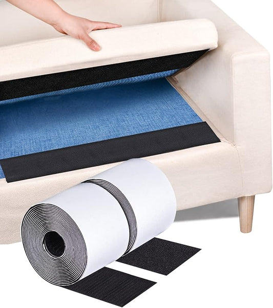4 Inch x 18 Feet Black Adhesive Hook Loop Tape Heavy Duty, Multi-Purpose Carpet Anti Slip Rug Gripper, Double Sided Hook Loop Rolls, Couch Cushion Grip, Bulk Sticky Straps Wall Hanging Strips