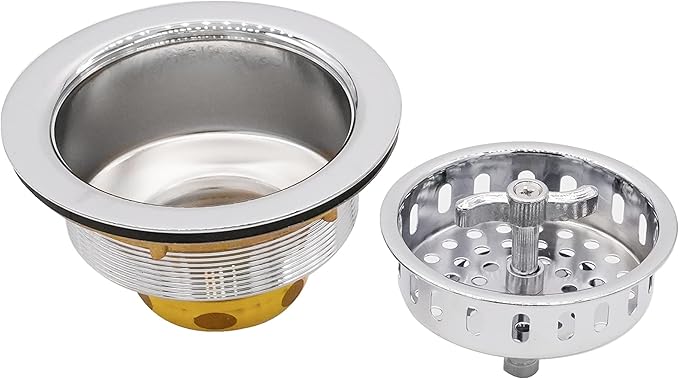 Westbrass D2155-26 Wing Nut Style Large Kitchen Basket Strainer with Waste Disposal Flange and Stopper, Polished Chrome