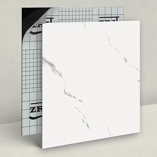 20 Pack Cover 20 Sq.Ft Peel and Stick Floor Tiles, 12” x 12” Self Adhesive Vinyl Flooring Easy DIY Installation for Kitchen, Living Room, Laundry, RV, Matte White Vein Marble