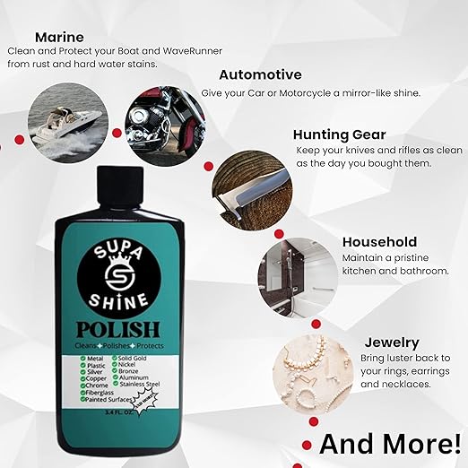 Metal Polish Cleaner for Chrome, Brass, Plastic, Aluminum, Copper, Rust, Fiberglass, and Stainless Steel