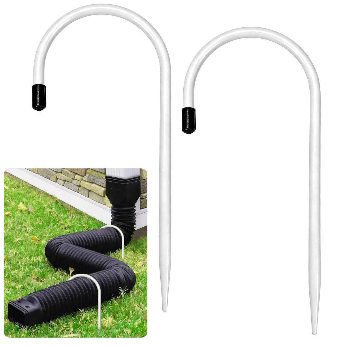 2 Pack Rain Gutter Downspout Extension Fixing Pin for 4" Round - Image 1