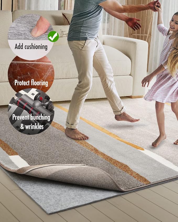 Resare Non Slip Rug Pad Gripper - Round 6 Feet 1/4" Extra Thick Felt Under Rug for Runner Rugs and Hardwood Floors,Super Cushioned Non Skid Carpet Padding