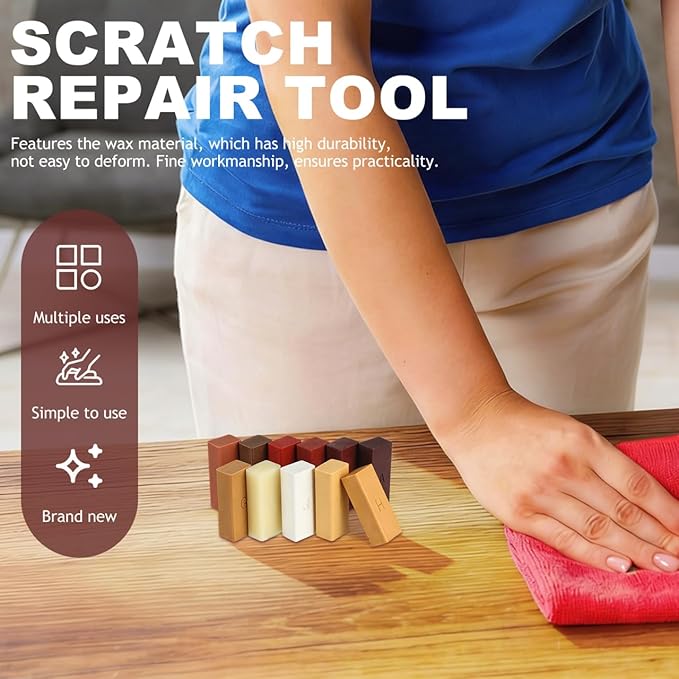 1set Laminate Floor Scratch Repair Wax Kit Colors for Wood Floor Furniture and Countertop Damage Quick Melt and Fill for Cracks and Scratches