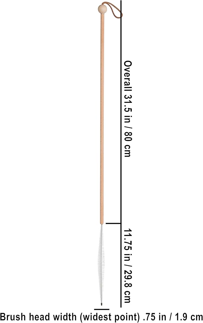 REDECKER Inter-Digital Toe Brush, Extra-Long 31-1/2 inches Beechwood Handle, Soft Nylon Bristles, Easy Way to Clean Between Toes - Long Handled Brush to Clean Between Toes - Made in Germany