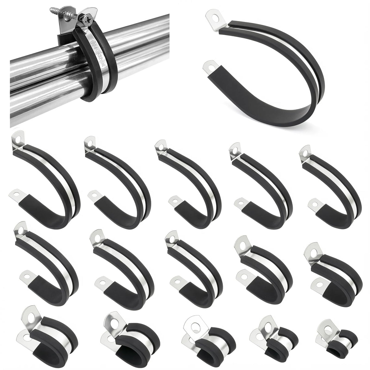 200 Pcs Stainless Steel Cable Clamp, 16 Sizes No Damage | Hand Tools - Image 1