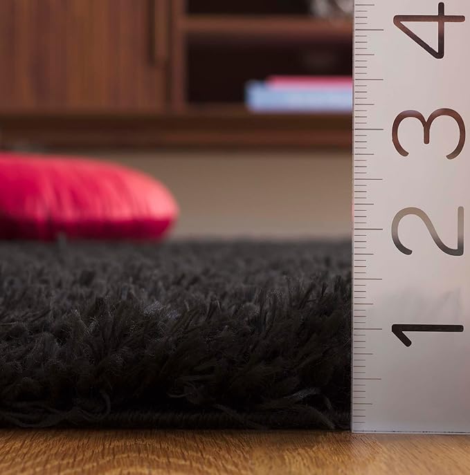 SAFAVIEH Lindsay Shag Collection Area Rug - 9' x 12', Black, Contemporary Design, Ideal for High Traffic Areas in Living Room, Bedroom & Dining Room (LNS560Z-9)
