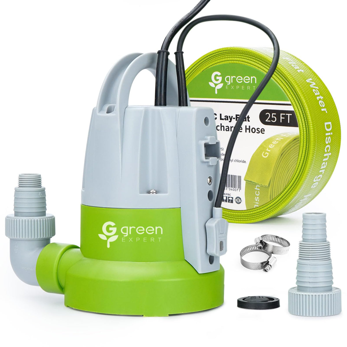 Green Expert 1/3HP Submersible Sump Pump Kit with 25FT Lay-Flat - Image 1