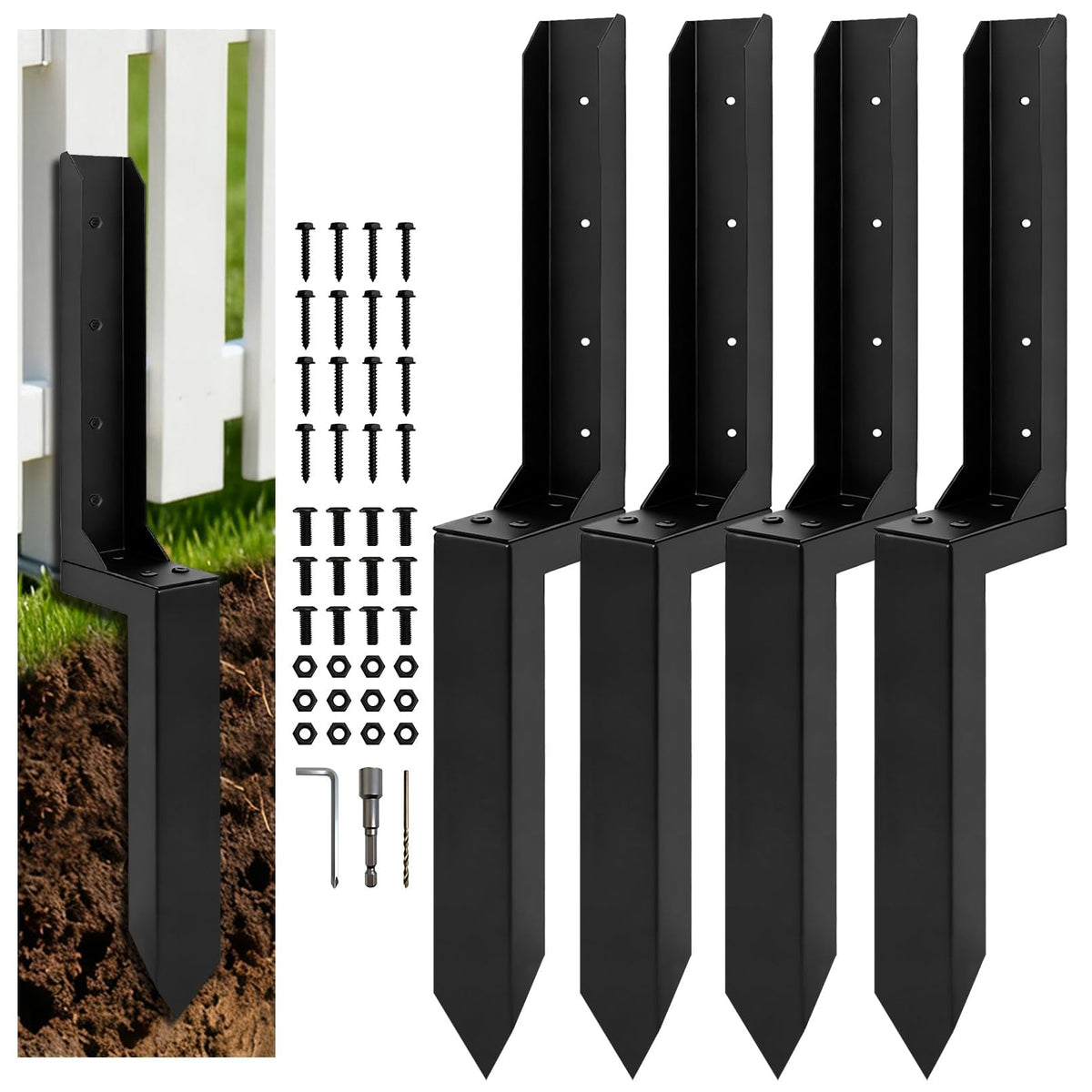 Fence Post Repair Kit, Thickened Fence Post Anchor Stakes - Image 1