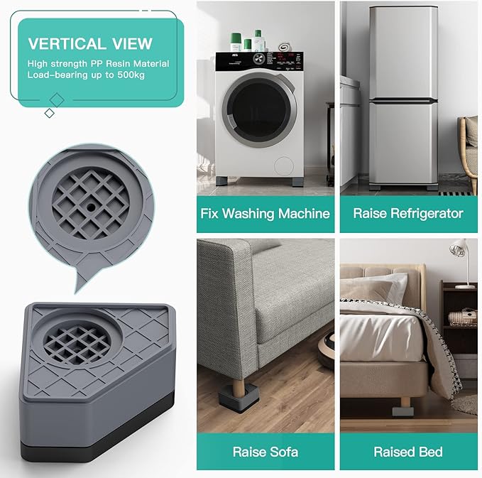 Anti Vibration Pads for Washing Machine, Washer & Dryer Pedestals Shock and Noise Cancelling Washing Machine Foot Pads, Washing Machine Support Stabilizer Mat Protect Laundry Shaking Walking Skidding