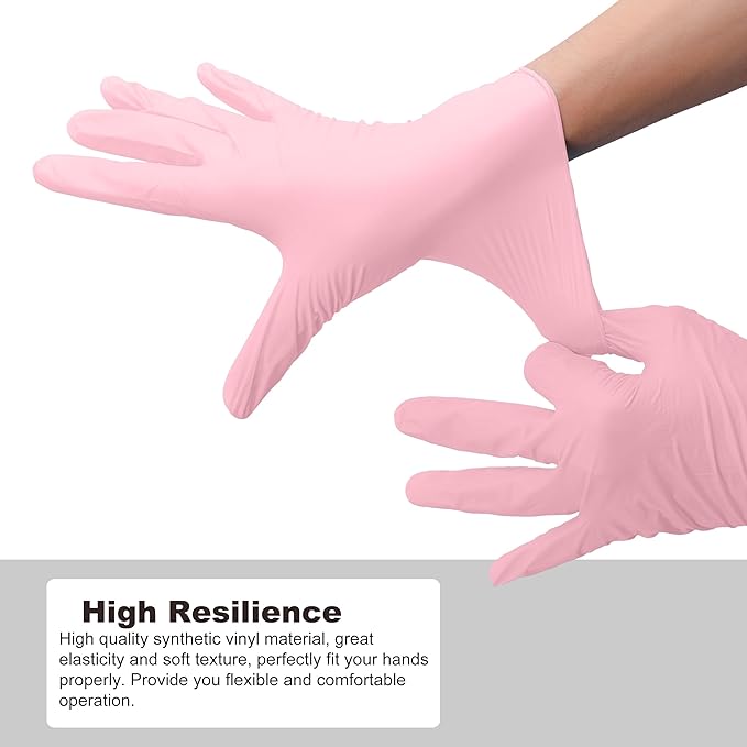Disposable Gloves Small, Nitrile and Vinyl Blend Material Gloves, Latex Free 4 Mil 1000 Pc Food Grade Glove for Cleaning, Food Prep, Hair Dye, Tattoo, Pink