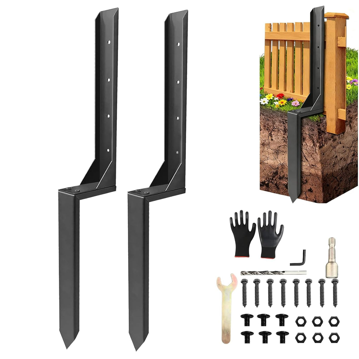 2Pcs Fence Post Repair Kit, Heavy Duty Galvanized | Home Repair - Image 1