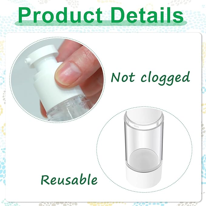 Sabary 60 Pcs Clear Airless Pump Bottles Refillable Cosmetic Travel Size Dispenser Vacuum Plastic Travel Bottles Empty Lotion Pump Dispenser Liquid Toiletry Container(2.7 oz)