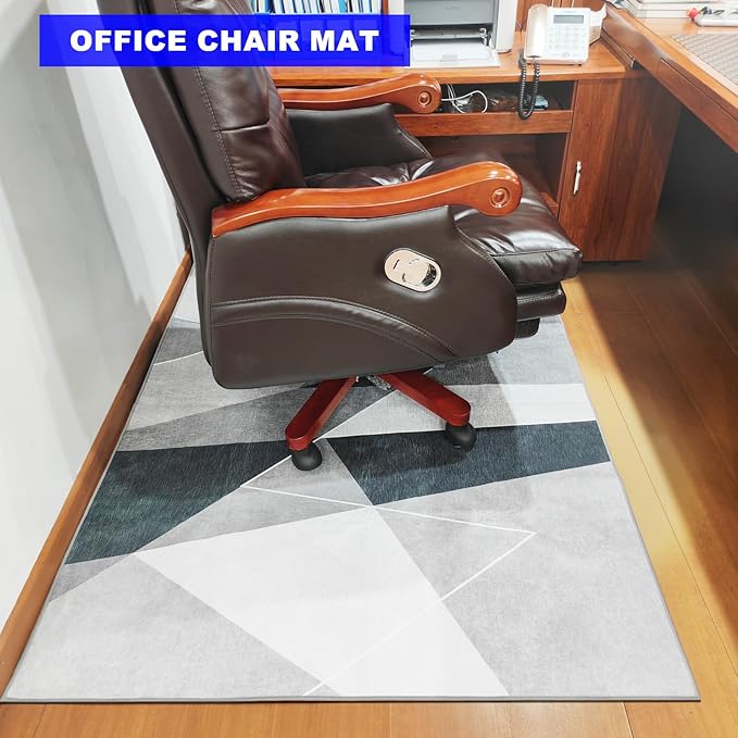 Office Chair Mat for Hardwood Floor & Low-Pile Carpet, 60"*48" Highly Premium Quality Under Desk Mat 3.86lbs Anti-Slip Rolling Chair Mat for Carpet/Laminate Floor Black White