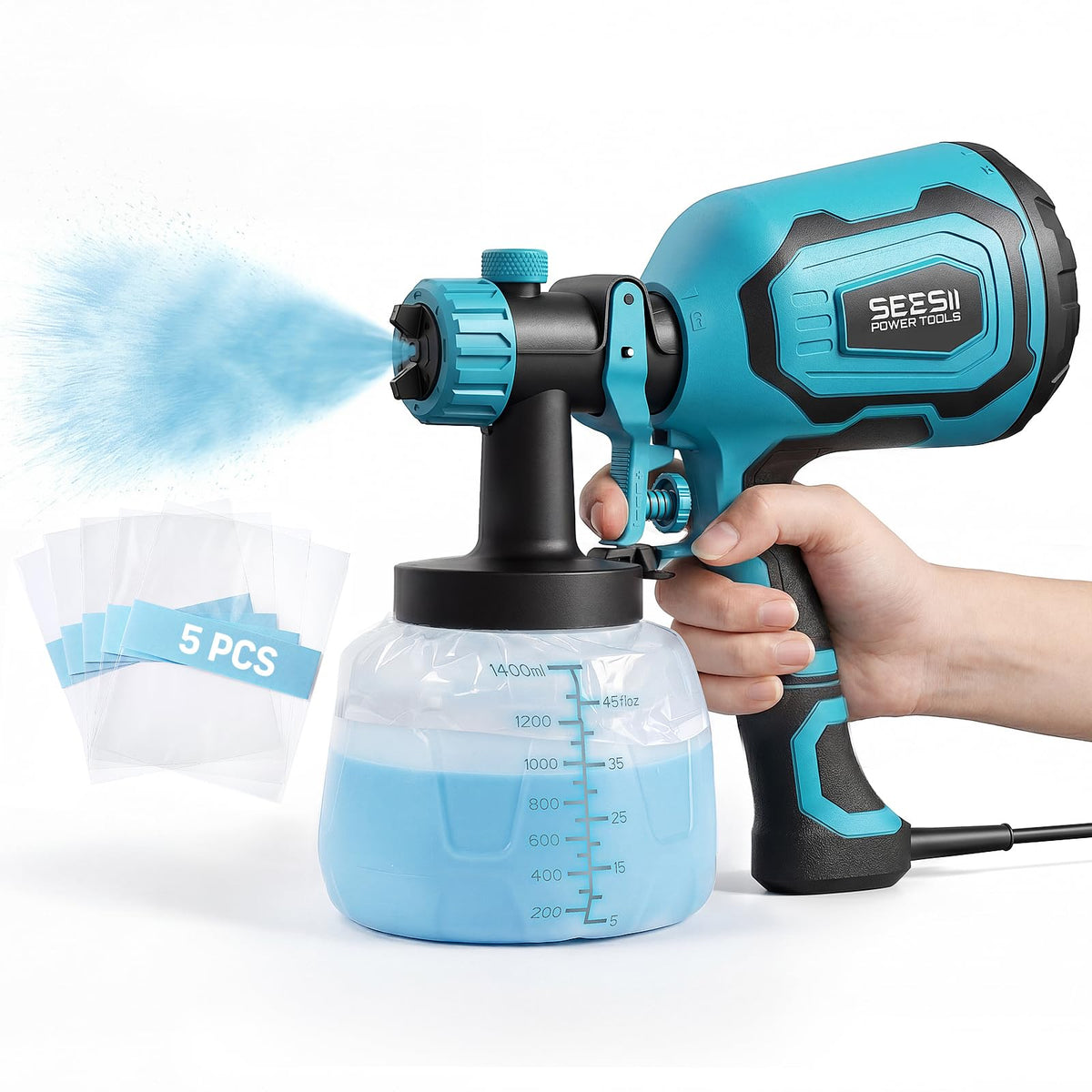 SEESII Paint Sprayer,700W HVLP Paint Gun with 4 Nozzles | Home Repair - Image 1