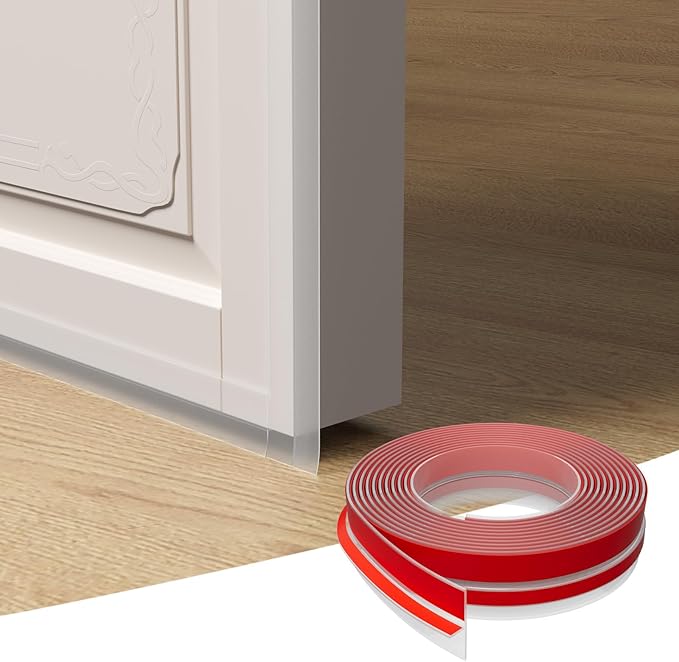 T-Shaped Door Draft Stopper, 1.97 in x 20 Ft Silicone Seal Strip for Windows Gaps, Weather Stripping Alien Seal Strip Shower Sweep, Clear