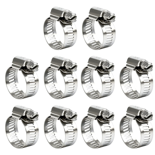Hose Clamp 1 Inch, 10 Pack Stainless Steel Hose Clamps | Hand Tools - Image 1