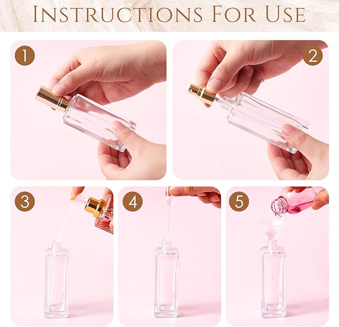 Domensi 60 Pcs 10/20/30 ml Perfume Travel Refillable Bottles Glass Spray Bottle Perfume Atomizer for Cologne Dispenser Leak-proof Fragrance Bottles Atomizer Pump Bottle Kit (Gold)