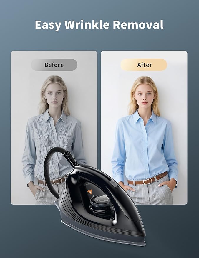 Sundu Pro Steam Station Iron for Clothes,1600W Professional Steam Iron with 44 oz Tank, 400 microsteam holes, Built-In Pump, Ceramic baseplate,Iron Lock For Easy Carry
