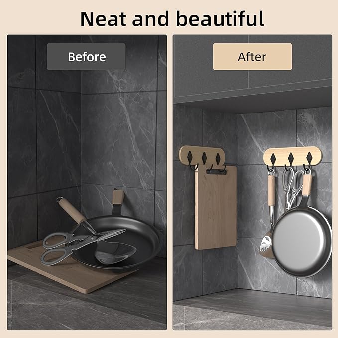 Kayqi 20 lbs (Max) Self Adhesive Aluminum Alloy Hooks for Bath, Kitchen, Bar, Office, Simple and Versatile, (Pack of 2)