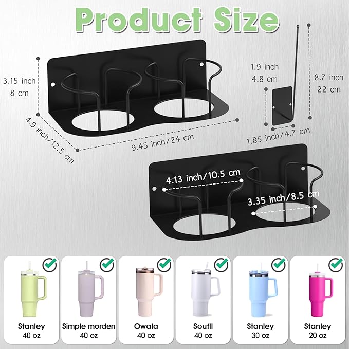Magnetic Stanley Cup Holder for Refrigerator - with a Lid Holder for Stanley Cups, Nonpareil and Coffee Mugs for Refrigerator, Coffee Maker, Kitchen and Cabinets 2 Pack