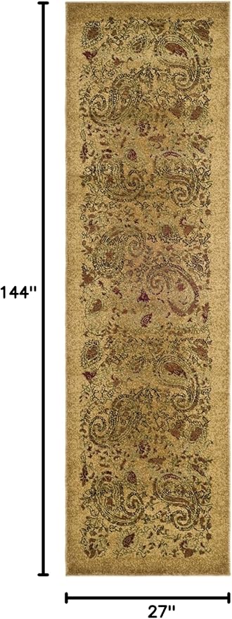 SAFAVIEH Lyndhurst Collection Runner Rug - 2'3" x 12', Beige & Multi, Traditional Paisley Design, Non-Shedding & Easy Care, Ideal for High Traffic Areas in Living Room, Bedroom (LNH224A)