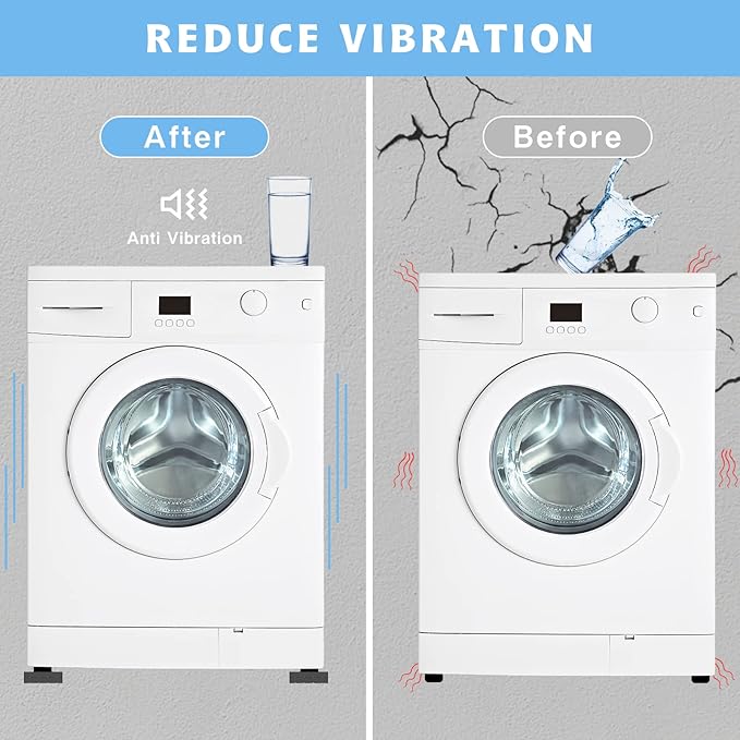 Anti Vibration Pads for Washing Machine, Anti Skid and Anti Shake Washer Anti Vibration Pads, 8 PCS Noise Dampening Washing Machine Vibration Pads - Natural Rubber Feet Pads
