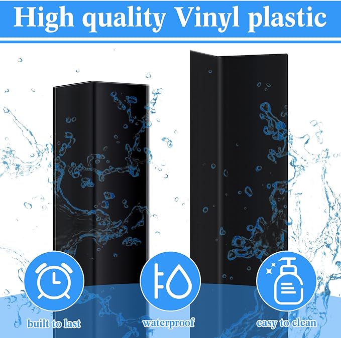 Sasylvia 10 Pcs Wall Corner Protector Guards, Vinyl 1 x 48 Inch Corner Trim Molding, Avoid Scratching Scuffs, Ease Install and Cleaning for Door Countertop Furniture Cabinet Protection, Black