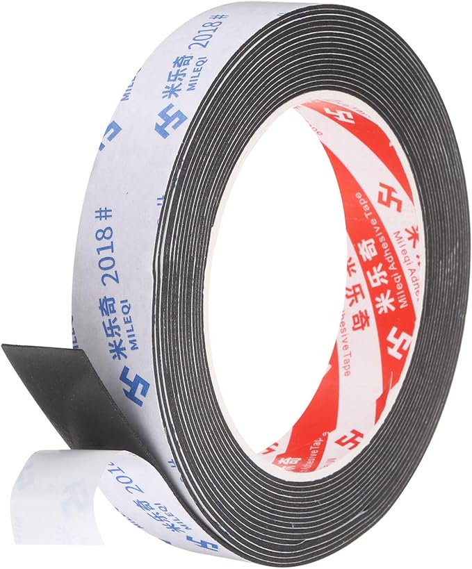 PATIKIL Sponge Rubber Foam Tape, 25/32" W x 5/64" t x 16.4ft l Self-Adhesive Foam Insulation Tape Weather Stripping for Window Door Soundproofing Weatherstrip AC Seal Strip, Black