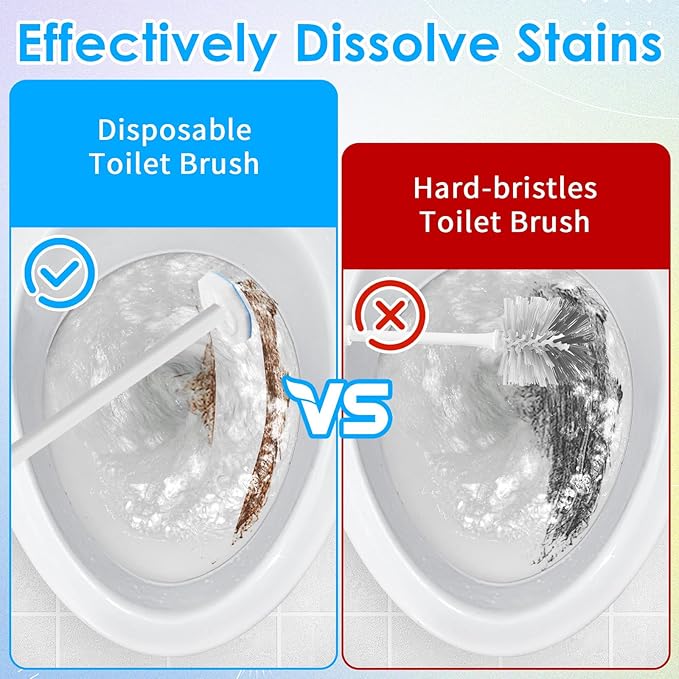 50 Count Disposable Toilet Wand Refills Toilet Bowl Cleaner Scrubber Brush Refills Pads Bathroom Deep Cleaning Replacement Sponges Wand Head Compatible with Most Toilet Brushes
