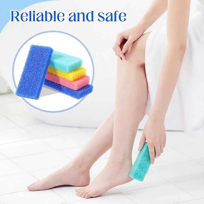 Batiyeer 300 Pcs Pumice Stone Bulk for Feet Scrubber Dead Skin Disposable Foot Pumice Foot Shower Scrubber for Heel Cuticle Callus Remover Bath Spa (Blue, Sky Blue, Pink, Yellow)