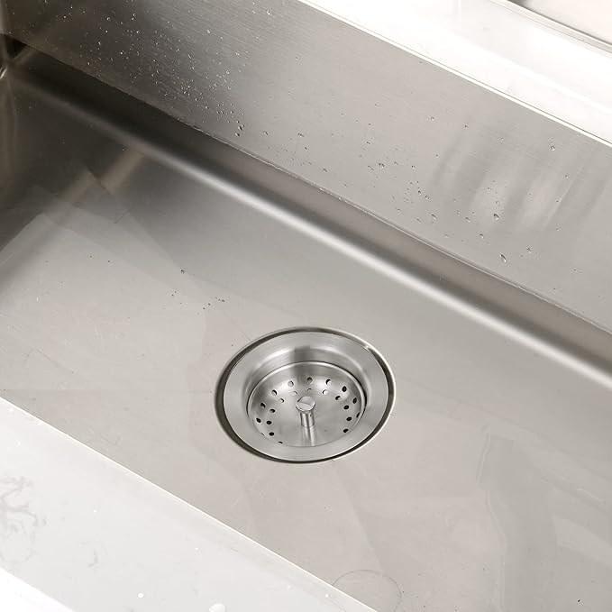 Luxier KS03-B 3-1/2 in. Drop-In Kitchen/Bar Sink Basket Strainer in Brushed Stainless Steel